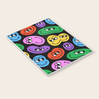 Colorful retro smiling face cartoon pattern Notebook Gallery Image 3