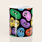 Colorful retro smiling face cartoon pattern Coffee Mug Gallery Image 4