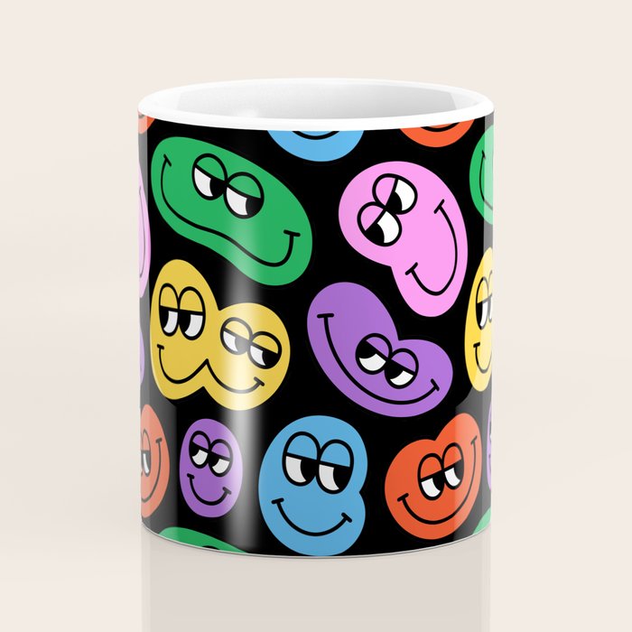 Colorful retro smiling face cartoon pattern Coffee Mug Gallery Image 4
