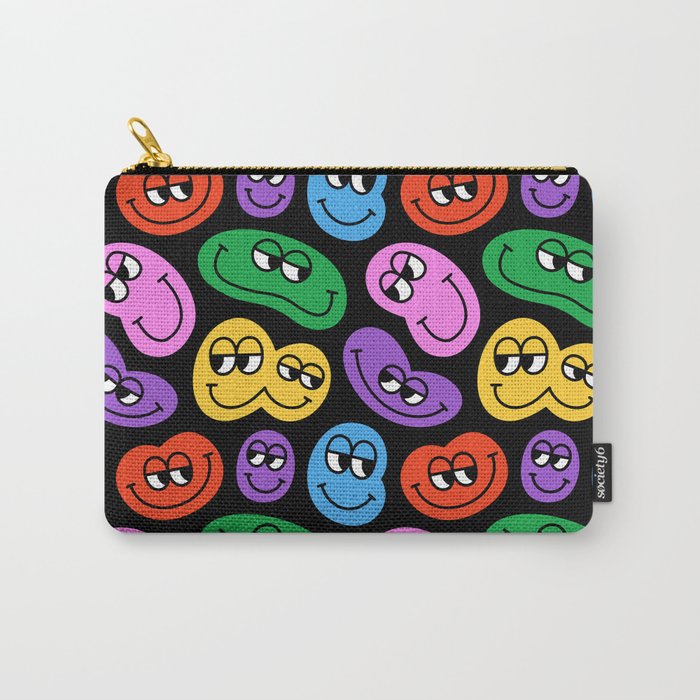 Colorful retro smiling face cartoon pattern Carry All Pouch Gallery Image 1