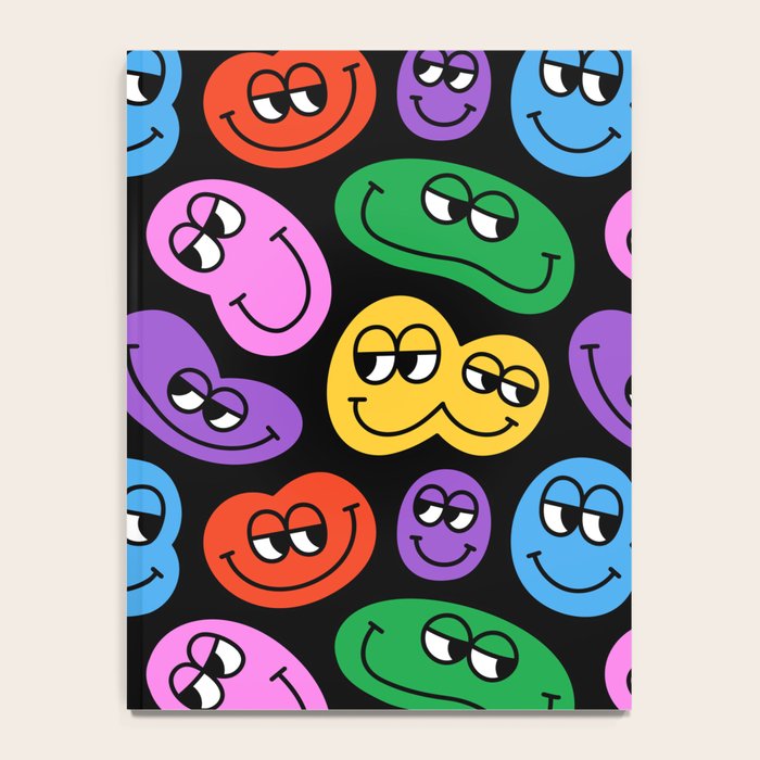Colorful retro smiling face cartoon pattern Notebook Gallery Image 4
