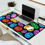 Colorful retro smiling face cartoon pattern Desk Mat Gallery Image 2