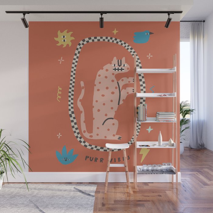 Trippy tiger in red Wall Mural Gallery Image 1