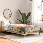 Traditional Asian Calligraphy Sunrise Cranes Painting Comforter Gallery Image 2