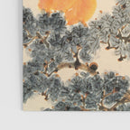 Traditional Asian Calligraphy Sunrise Cranes Painting Poster Gallery Image 3