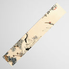 Traditional Asian Calligraphy Sunrise Cranes Painting Table Runner Gallery Image 3