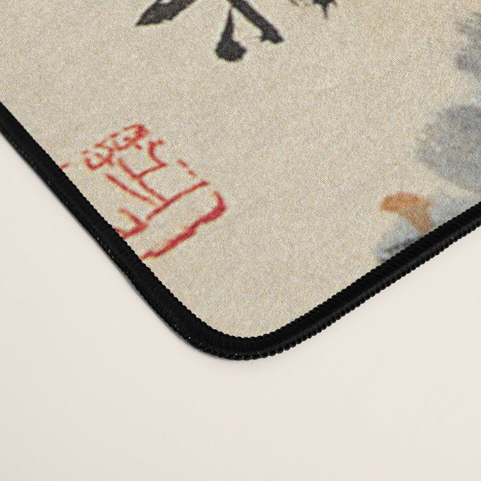 Traditional Asian Calligraphy Sunrise Cranes Painting Desk Mat Gallery Image 4
