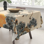 Traditional Asian Calligraphy Sunrise Cranes Painting Tablecloth Gallery Image 3