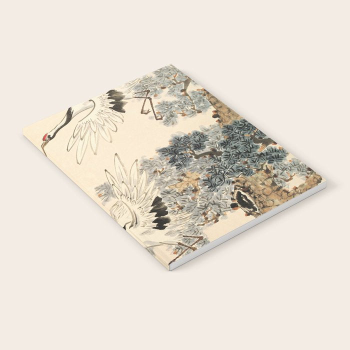 Traditional Asian Calligraphy Sunrise Cranes Painting Notebook Gallery Image 1