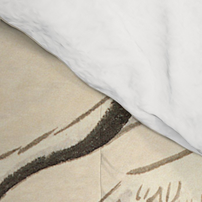 Traditional Asian Calligraphy Sunrise Cranes Painting Comforter Gallery Image 4