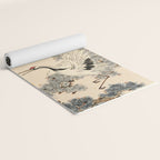 Traditional Asian Calligraphy Sunrise Cranes Painting Yoga Mat Gallery Image 2