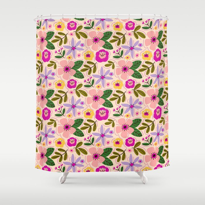 Spring / Summer Modern Floral  Shower Curtain Gallery Image 1
