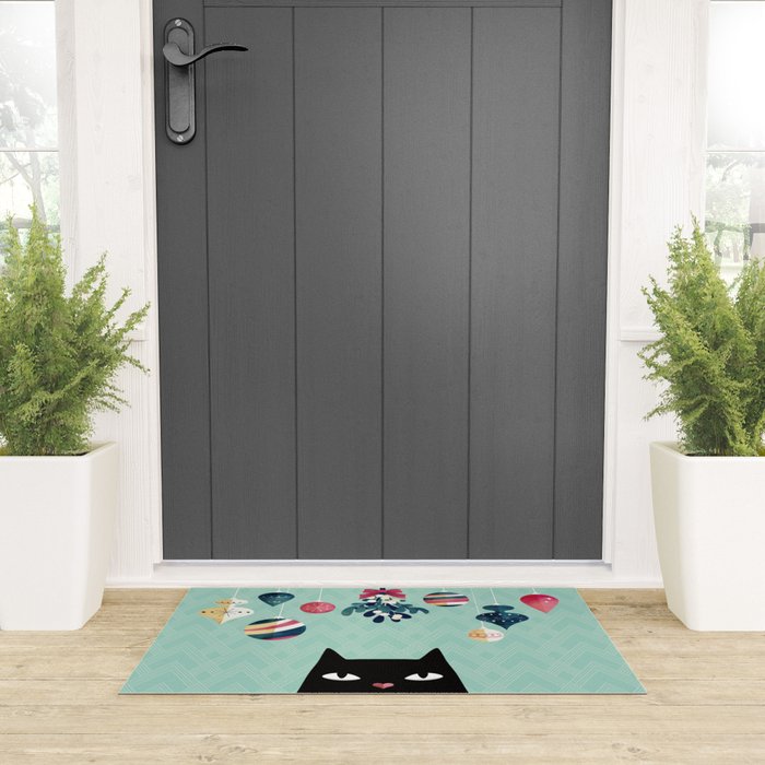 Mistletoe? (Black Cat) Welcome Mat Gallery Image 3