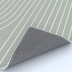 Minimal Line Curvature LXXXIX Pastel Sage Green Mid Century Modern Arch Abstract Rug Gallery Image 4