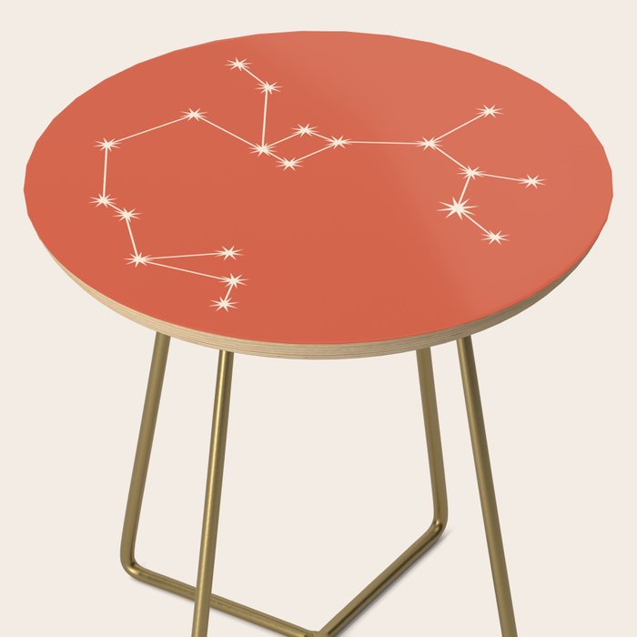 Sagittarius Zodiac Star Constellation Line Art Coral Red Side Table Gallery Image 2