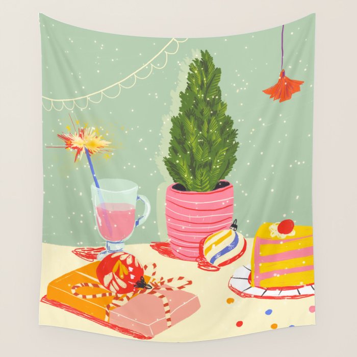 Christmas Eve still life Wall Tapestry Gallery Image 4