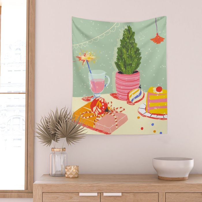 Christmas Eve still life Wall Tapestry Gallery Image 2