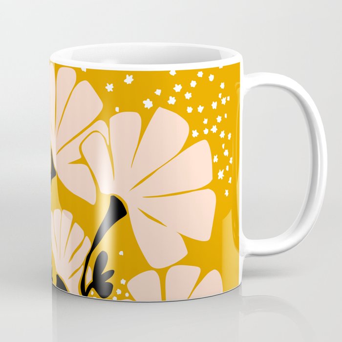 Ever blooming good vibes mustard yellow Coffee Mug Gallery Image 1