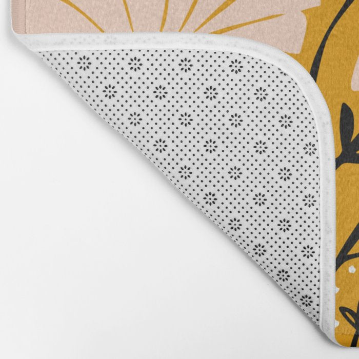 Ever blooming good vibes mustard yellow Bath Mat Gallery Image 2