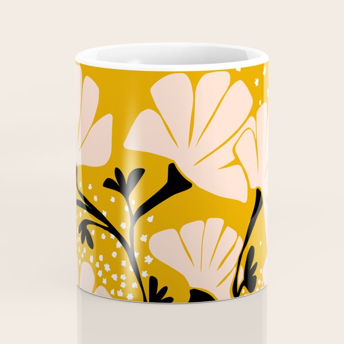 Ever blooming good vibes mustard yellow Coffee Mug Gallery Image 4