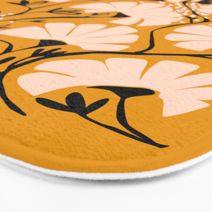 Ever blooming good vibes mustard yellow Bath Mat Gallery Image 3