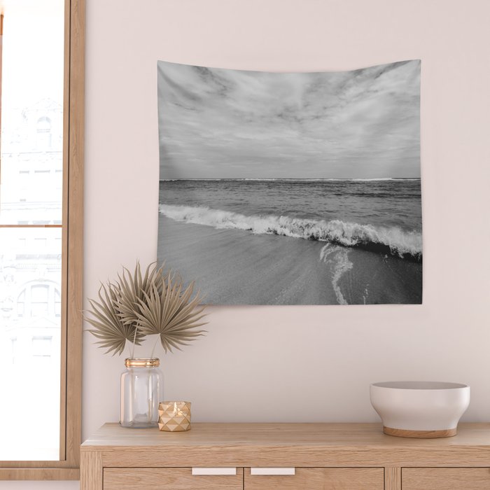 Ocean Waves Black and White Wall Tapestry Gallery Image 2