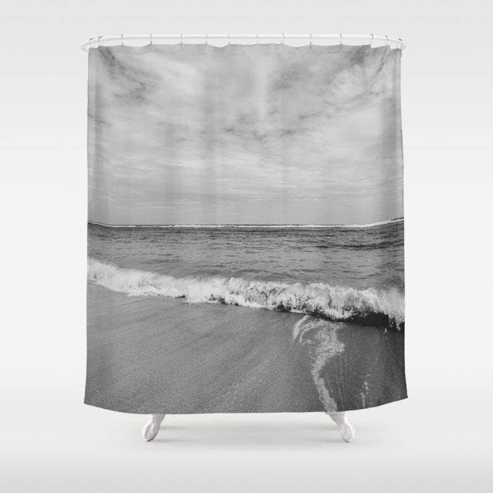 Ocean Waves Black and White Shower Curtain Gallery Image 1