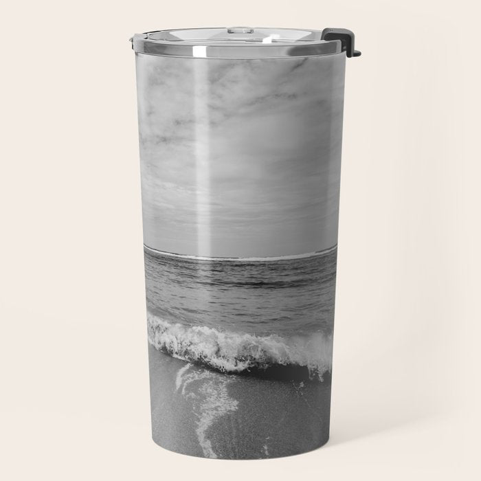 Ocean Waves Black and White Travel Mug Gallery Image 2