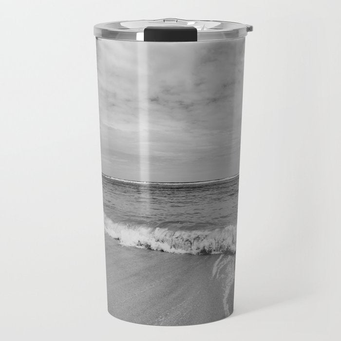 Ocean Waves Black and White Travel Mug Gallery Image 1