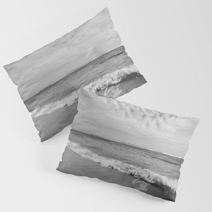 Ocean Waves Black and White Pillow Sham Gallery Image 3