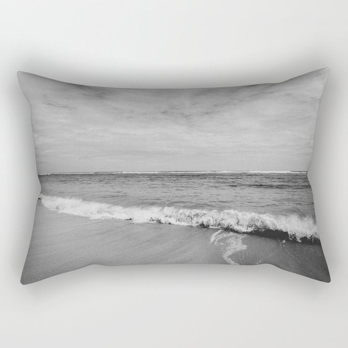Ocean Waves Black and White Rectangular Pillow Gallery Image 2