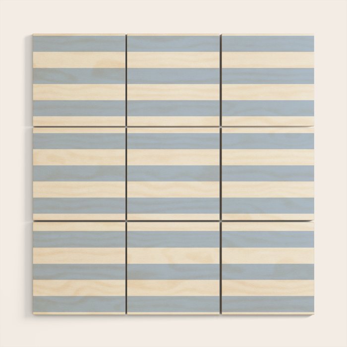 Light Pastel Blue and White Stripes - Classic Striped Pattern Wood Wall Art Gallery Image 1