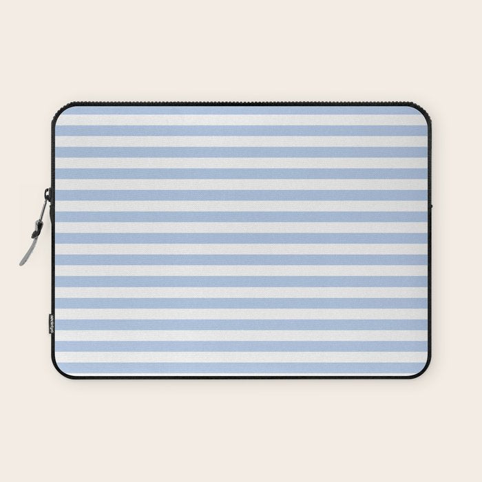 Light Pastel Blue and White Stripes - Classic Striped Pattern Laptop Sleeve Gallery Image 1