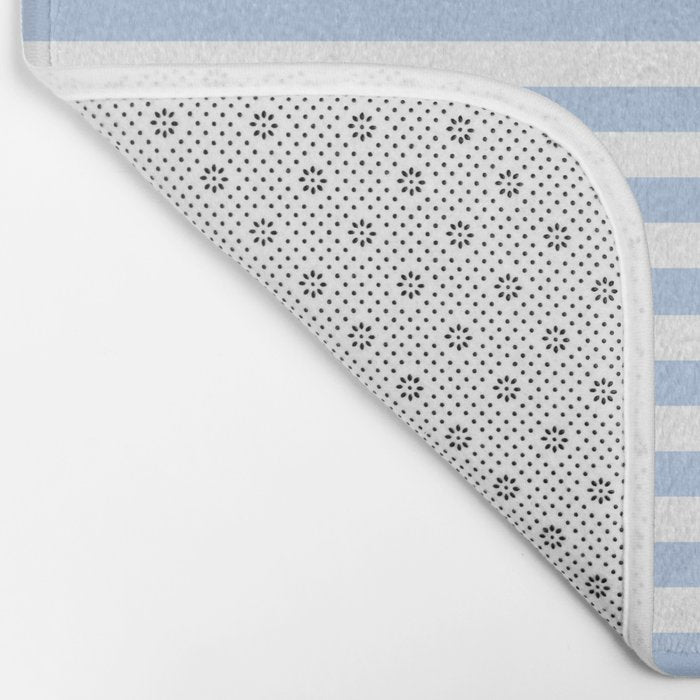 Light Pastel Blue and White Stripes - Classic Striped Pattern Bath Mat Gallery Image 2