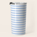 Light Pastel Blue and White Stripes - Classic Striped Pattern Travel Mug Gallery Image 3