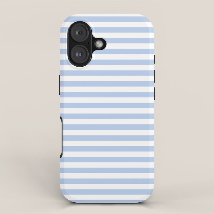 Light Pastel Blue and White Stripes - Classic Striped Pattern iPhone Case Gallery Image 1