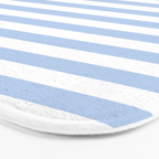 Light Pastel Blue and White Stripes - Classic Striped Pattern Bath Mat Gallery Image 3