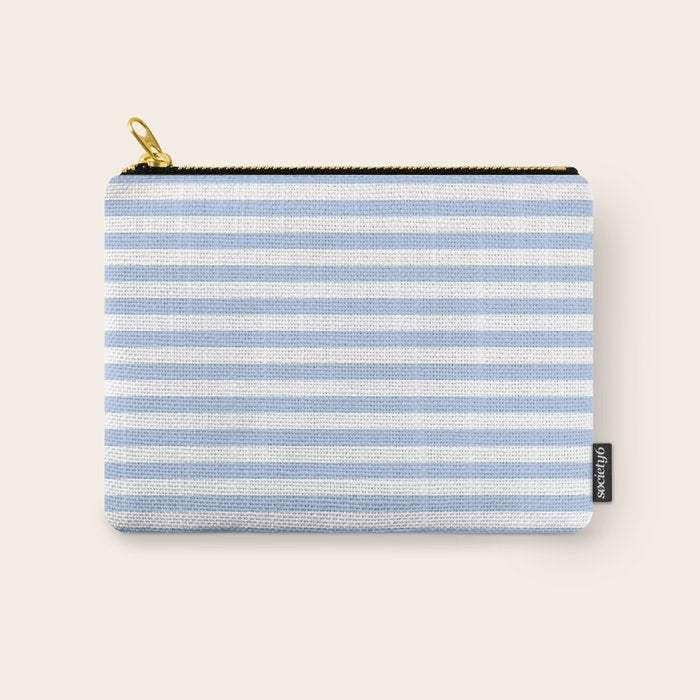 Light Pastel Blue and White Stripes - Classic Striped Pattern Carry All Pouch Gallery Image 1