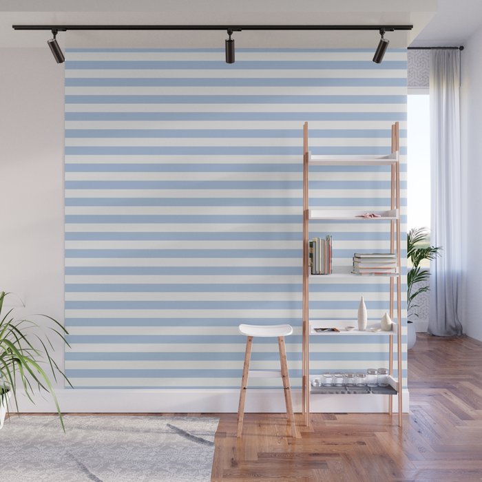 Light Pastel Blue and White Stripes - Classic Striped Pattern Wall Mural Gallery Image 1
