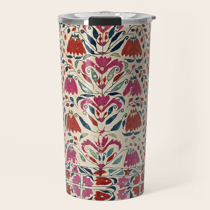 Tekke Asmalyk West Turkestan Floral Textile Print Travel Mug Gallery Image 1