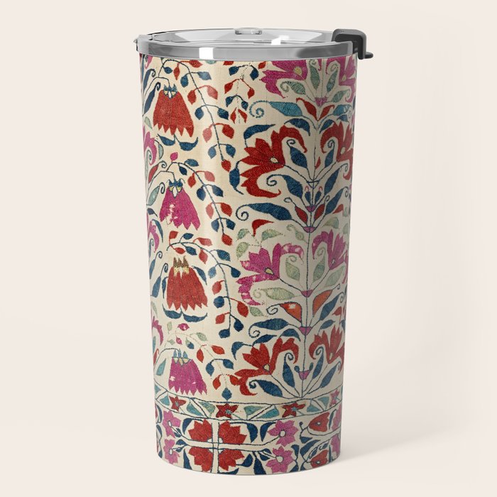 Tekke Asmalyk West Turkestan Floral Textile Print Travel Mug Gallery Image 2