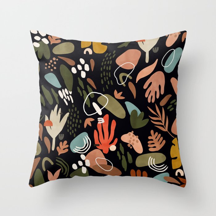 Abstract shapes of dark modern nature Throw Pillow Gallery Image 1