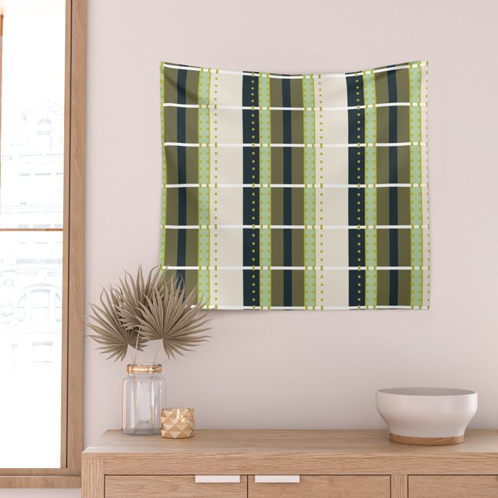 Grassy Dashed Stripes Wall Tapestry Gallery Image 2