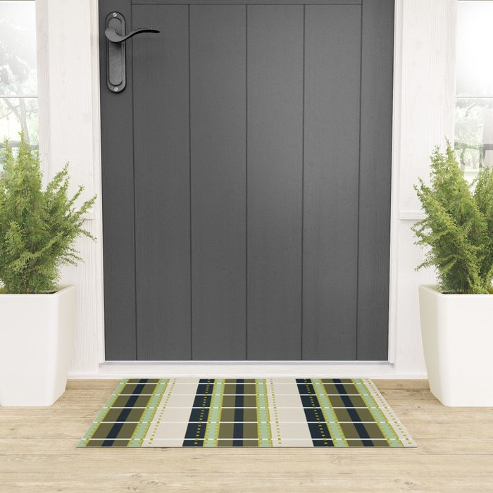 Grassy Dashed Stripes Welcome Mat Gallery Image 3