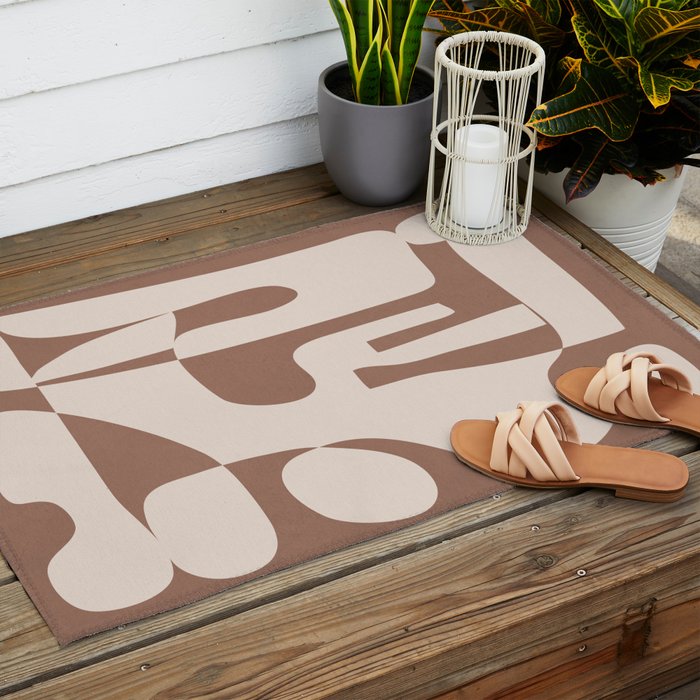Mocha Modern Abstract 3 Outdoor Rug Gallery Image 2