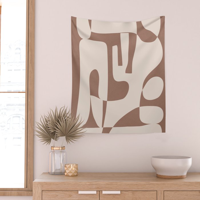 Mocha Modern Abstract 3 Wall Tapestry Gallery Image 2