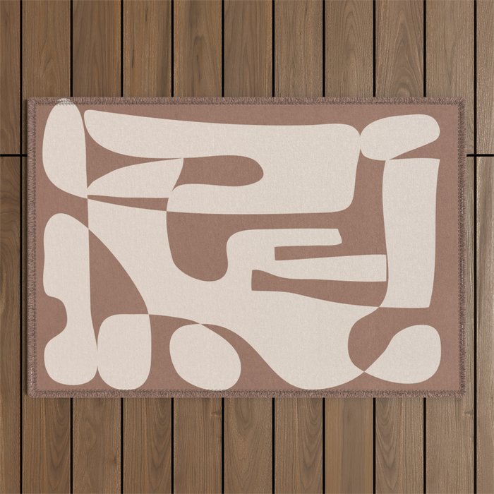 Mocha Modern Abstract 3 Outdoor Rug Gallery Image 1