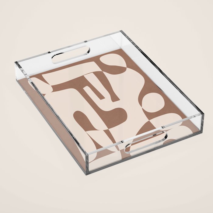 Mocha Modern Abstract 3 Acrylic Tray Gallery Image 1