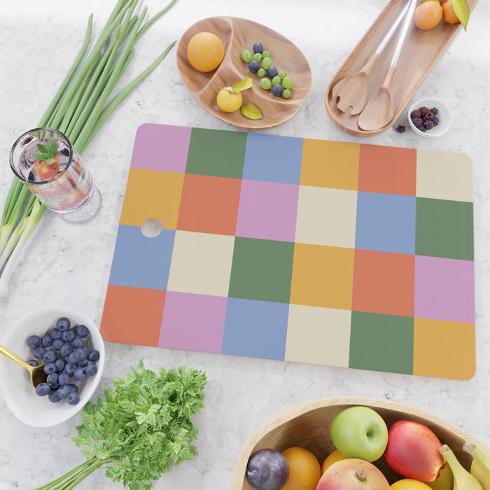 Bold Colorful Checks Pattern - Large XXXVII Cutting Board Gallery Image 2