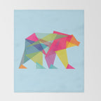 Fractal Bear - neon colorways Throw Blanket Gallery Image 2
